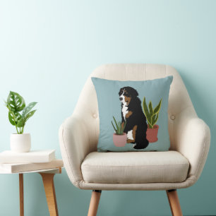Customizable Bernese Mountain Dog Houseplants Cushion