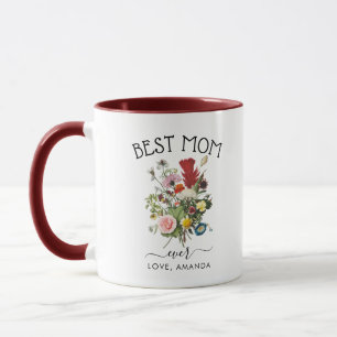 CUSTOMIZABLE Best Mom Ever   Pretty Rustic flowers Mug
