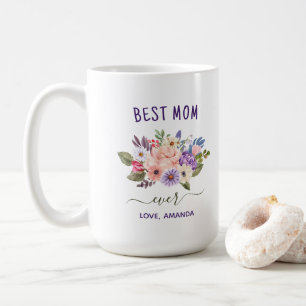 CUSTOMIZABLE Best Mum Ever Pretty Rustic flowers Coffee Mug