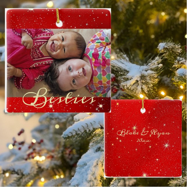 Customizable 'Besties' Photo Ornament (Creator Uploaded)