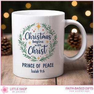 Customizable Bible Verse Christmas Wreath Coffee Mug