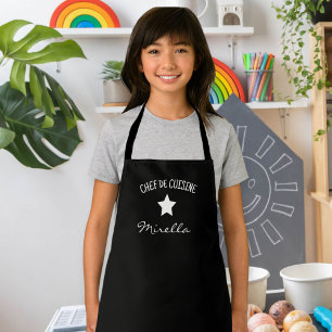 Customizable black apron - star apron for kids