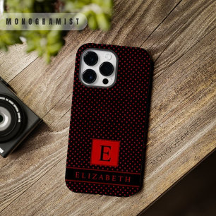 Customizable Black Background Red Polka Dot Case-Mate iPhone 14 Pro Max Case