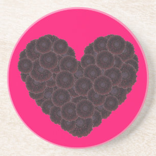 Customizable Black Dahlia Heart Coaster