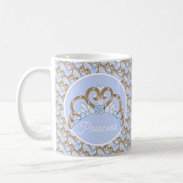 Customizable Blue and Gold Tiara Mug (Left)