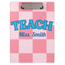 Customizable Blue and Pink Teacher Clipboards