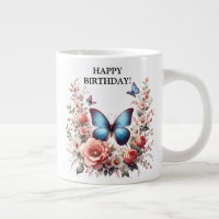 Customizable Blue Butterfly Floral Art-96279