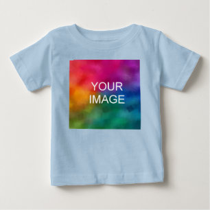 Customizable Blue Color Template Add Image Photo Baby T-Shirt