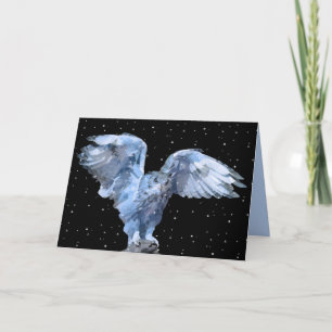 Customizable Blue Owl In Snow Greeting Card