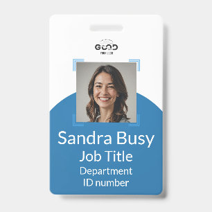Customizable Blue Vertical Staff ID Badge 