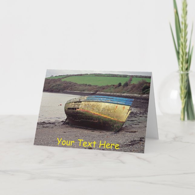 Customizable boat wreck, Cornwall, UK Card (Front)