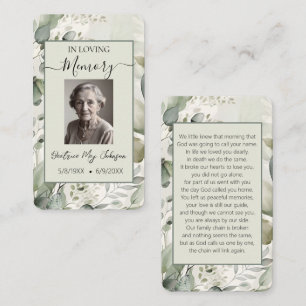 Customizable Botanical Memorial Prayer Card