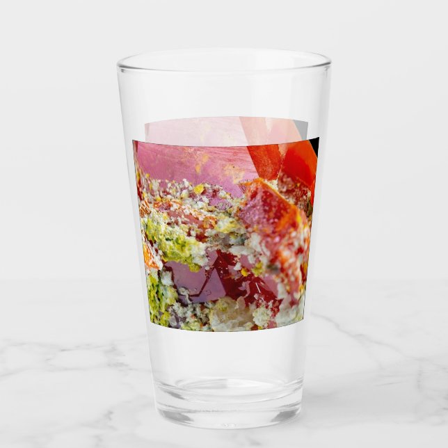 Customizable Bright Red Wulfenite Crystal Water Glass (Front)