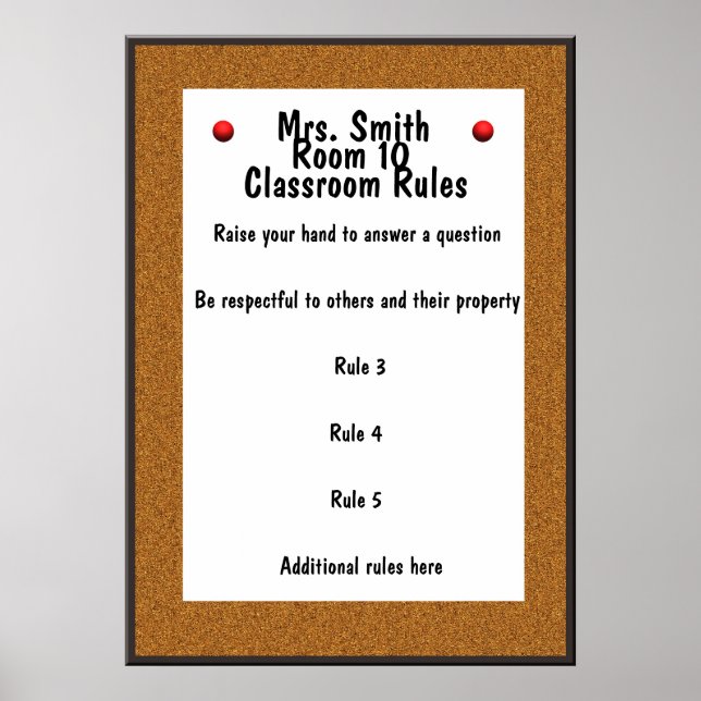 CUSTOMIZABLE- Bulletin Board Classroom Rules Poster (Front)