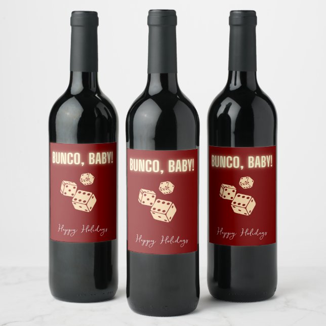 Customizable Bunco Holiday Wine Labels. Wine Label (Bottles)