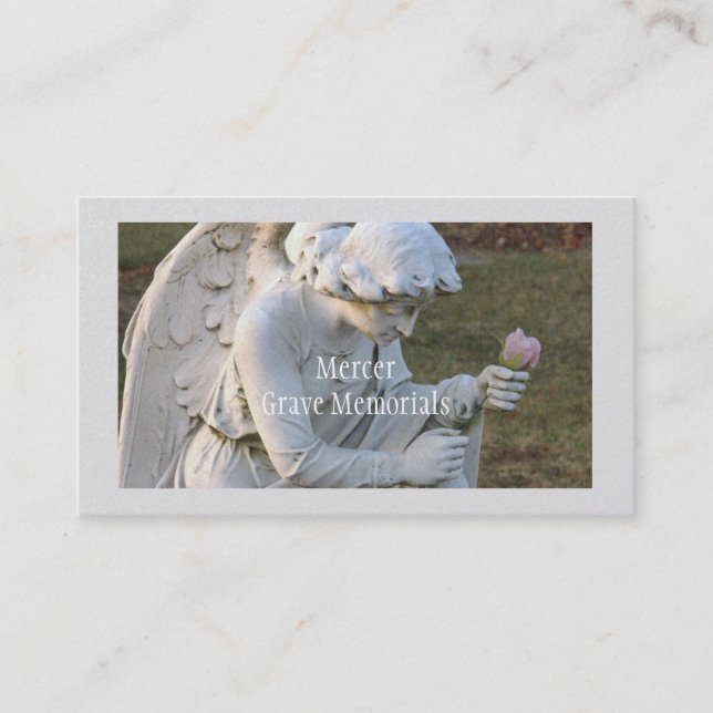 CUSTOMIZABLE BUS. CARD/"ANGEL WITH ROSE" MEMORIAL BUSINESS CARD (Front)