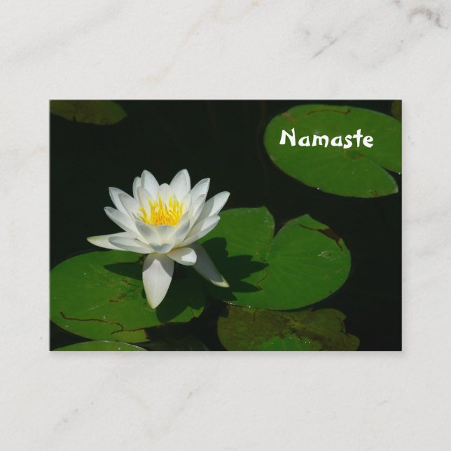 CUSTOMIZABLE BUS.CARD/WHITE LOTUS BLOSSOM/LILY PAD BUSINESS CARD (Front)