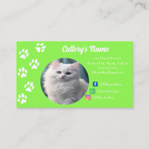 Customizable Business Card For Cattery Lawn Green