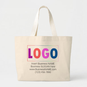 Customizable Business, Corporate Logo Template Large Tote Bag