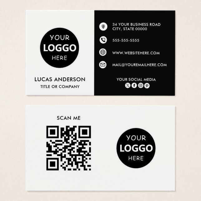 Customizable business logo website social media (Front & Back)