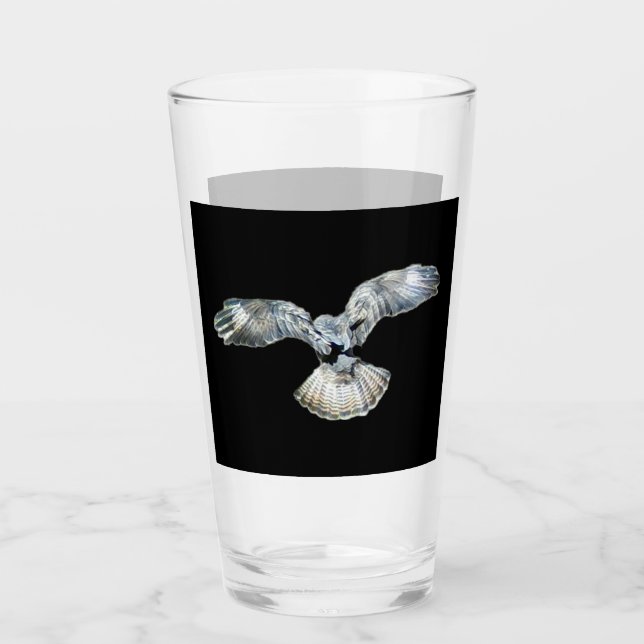 Customizable Buzzard Fanned Wings Drinking Glass  (Front)