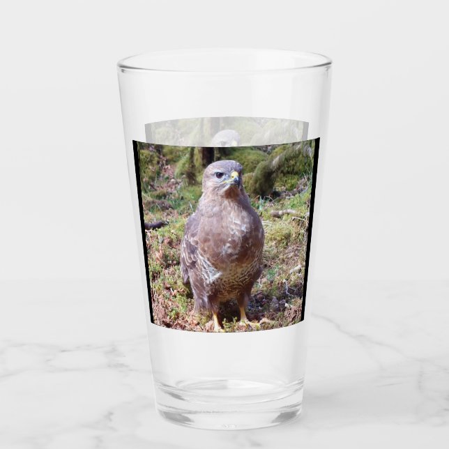 Customizable Buzzard StaringBird Wildlife Nature  Glass (Front)
