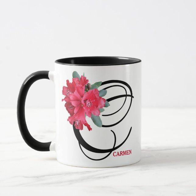Customizable Carmen name red floral trendy boho  Mug (Left)