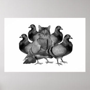 Customizable Cat amongst the Pigeons Poster