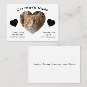 Customizable Cattery Business Card - Heart Photo