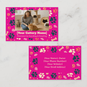 Customizable Cattery Business Card with Photo
