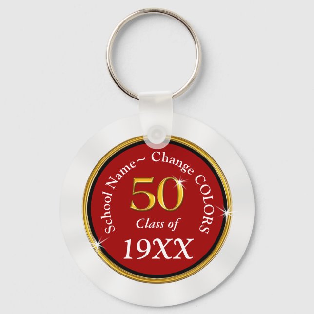 Customizable Cheap 50 Year Class Reunion Souvenirs Key Ring (Front)