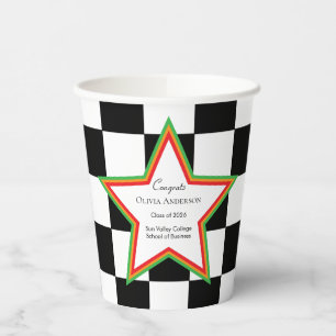 Customizable Checkers Graduation Party Paper Cups