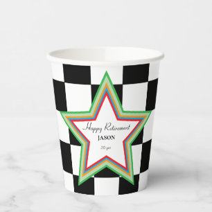 Customizable Checkers Happy Retirement Paper Cups
