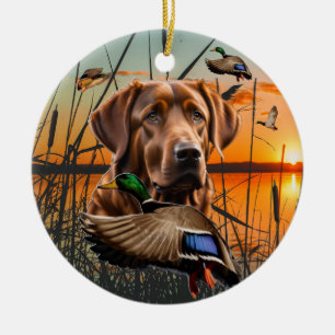Customizable Chesapeake Bay Retriever Ceramic Tree Decoration