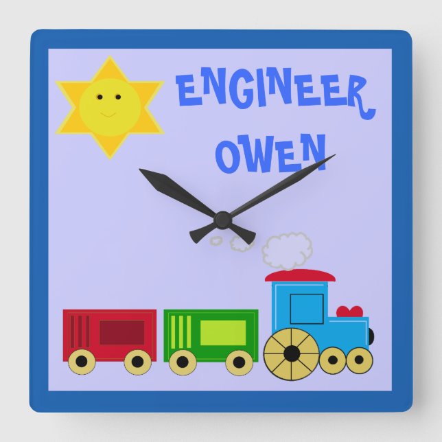 CUSTOMIZABLE CHILD'S TRAIN CLOCK (Front)