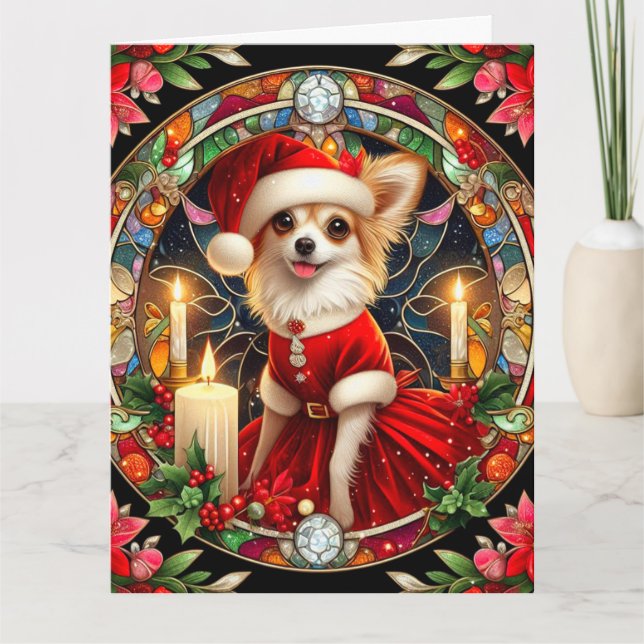 Customizable Christmas Card Chihuahua Santa (Front)