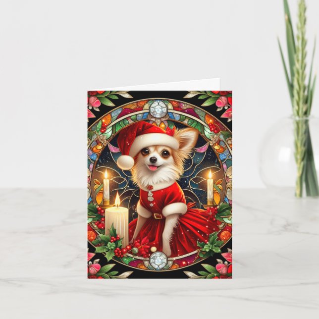 Customizable Christmas Card Chihuahua Santa (Front)