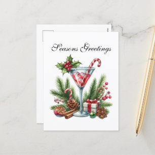 Customizable Christmas cocktail Festive  Holiday Postcard
