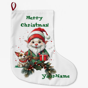 Customizable Christmas Elf and Doggo Stocking