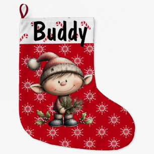 Customizable Christmas Elf Large Christmas Stocking