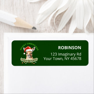 Customizable Christmas Kangaroo Green Return Label