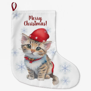 Customizable Christmas Kitten Stocking