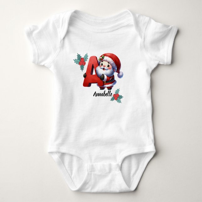 Customizable Christmas Name Initial Bodysuit (Front)