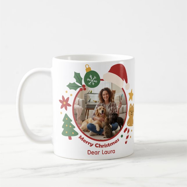 Customizable Christmas Pet Photo & Name Mug  (Left)
