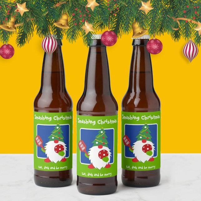 Customizable 🎅Christmas pickleball   Beer Bottle Label (Creator Uploaded)