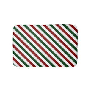 Customizable Christmas Stripes Bath Mat