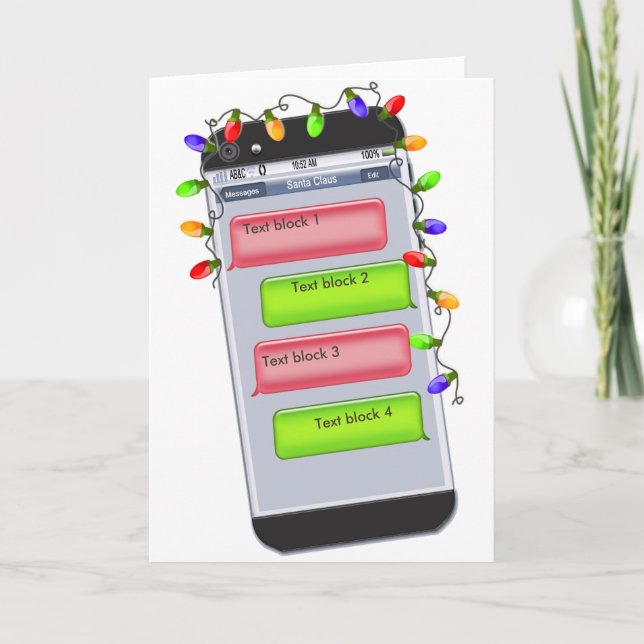 CUSTOMIZABLE Christmas Text Message Greeting Holiday Card (Front)