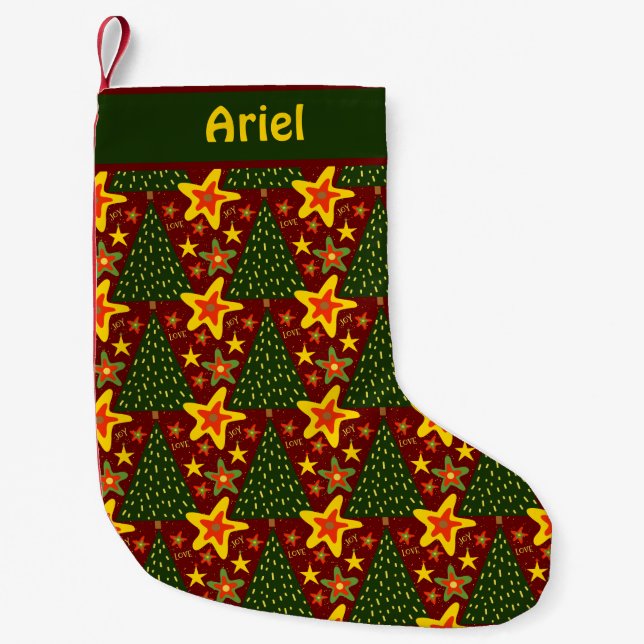 Customizable Christmas Trees Fun Festive Cool  Small Christmas Stocking (Front)