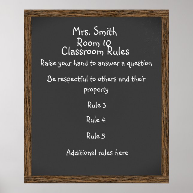 CUSTOMIZABLE Classroom Chalkboard Poster (Front)