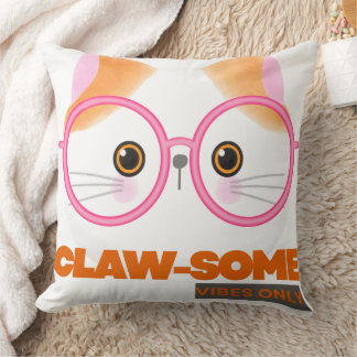 Customizable Claw-Some vibes only Cat Cushion